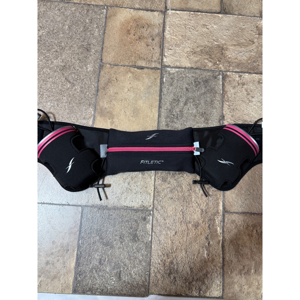 Fitletic Black Running Belt Hydration Pouch Fanny Pack‎ Marathon Race